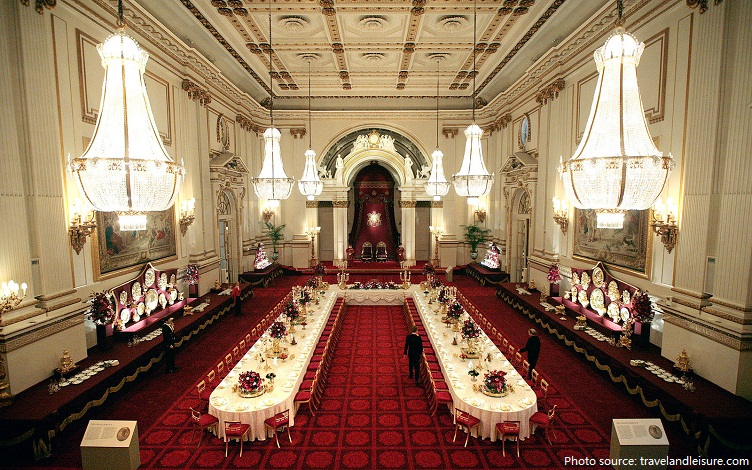 The Ballroom of Buckingham Palace set up