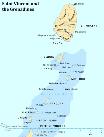 saint vincent and the grenadines map
