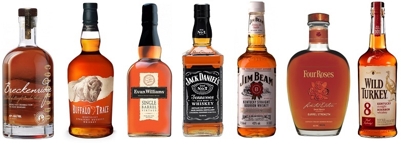 bourbon whiskey bottles