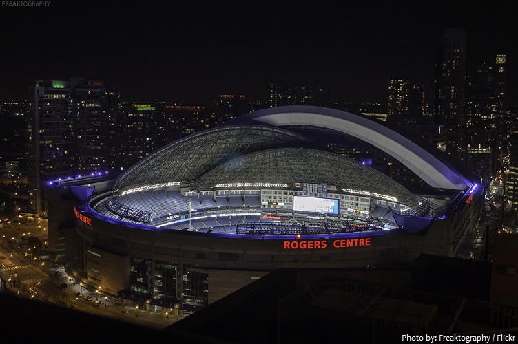 The Rogers Centre in Downtown Toronto on a perfect September night.