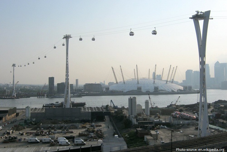 londons air line over river thames