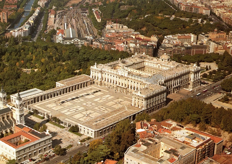 royal palace of madrid air view