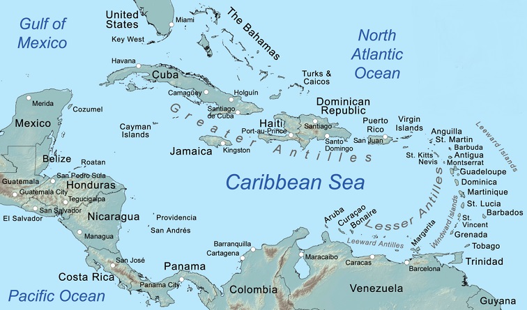 caribbean sea map