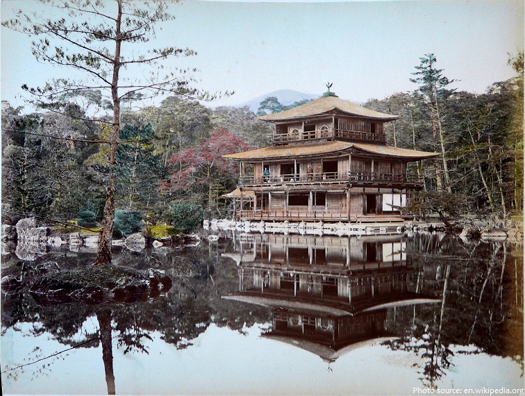 painted photograph of the golden pavilion in 1885